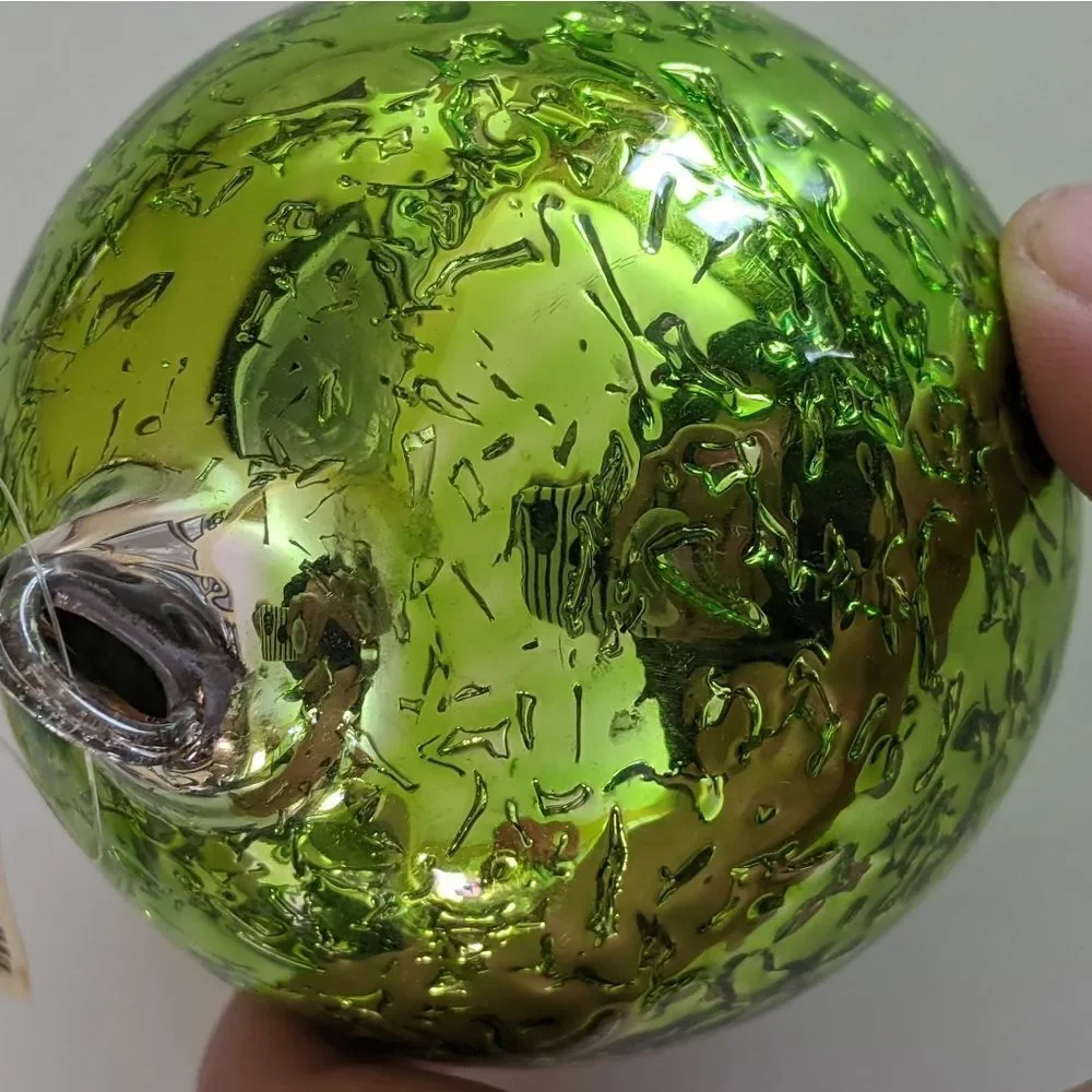 Crate&Barrel Green Textured Blown  Glass 3